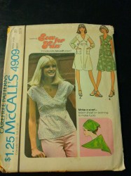 4909 MCCALLS 1976 TIED PULLOVER DRESS, TOP SLEEVES OR NOT PATTERN 12
